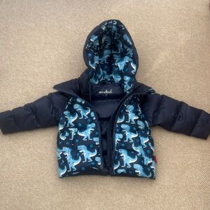 Navy Blue Dinosaur Puffer Jacket for Kids